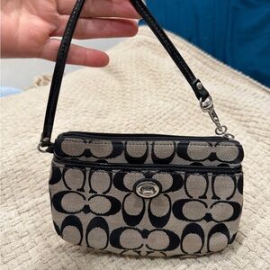 Coach Black and Tan Signature Wristlet